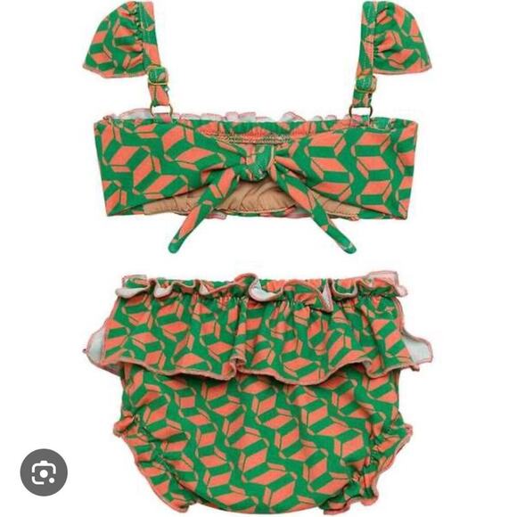 Montce Green and Orange Bikini with Ruffle Details - Picture 1 of 2